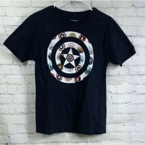 Marvel Captain America Adult Medium Navy Blue Shield T-Shirt Short Sleeve Tee - Picture 6 of 6